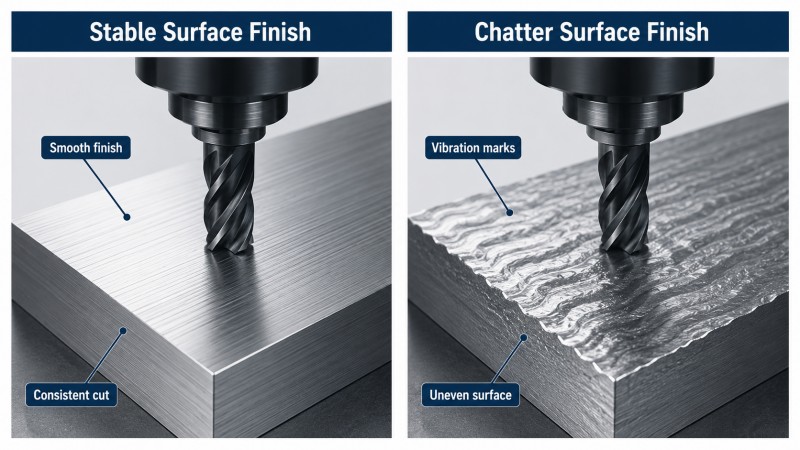 stable surface finish vs chatter marks in hardened steel milling.jpg stable surface finish vs chatter marks in hardened steel milling.jpg