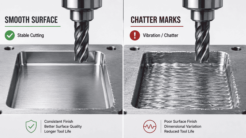 chatter marks on hardened steel milling surface.png chatter marks on hardened steel milling surface.png