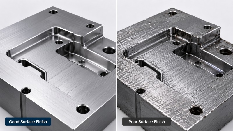 good vs poor surface finish in mold steel milling.jpg good vs poor surface finish in mold steel milling.jpg