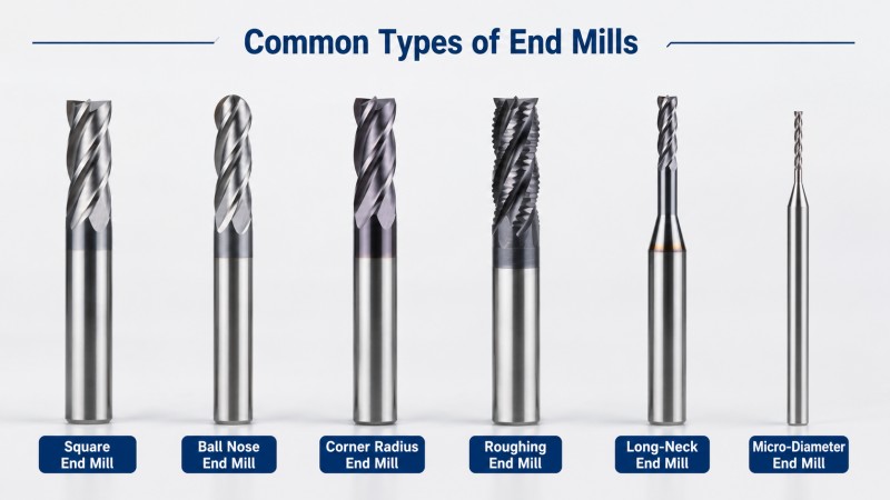 common types of end mills for CNC machining.jpg
