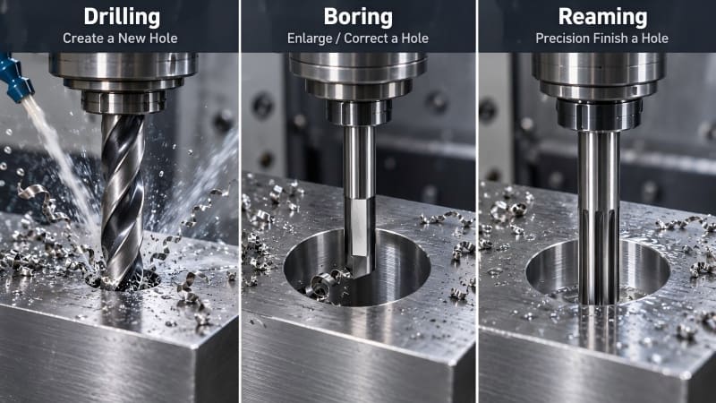 Difference between drilling boring and reaming in CNC machining.jpg Difference between drilling boring and reaming in CNC machining.jpg