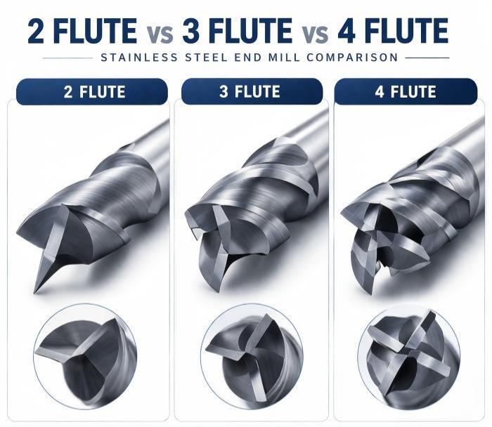 How Many Flutes for a Stainless Steel End Mill? 2, 3, or 4 Flutes Explained